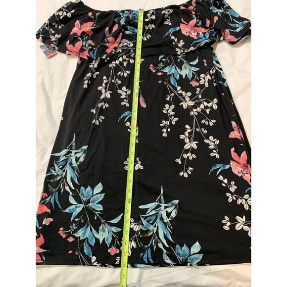 West Loop Women's Floral Dress Off Shoulders Ruffles Sz XL Off Black Floral - Picture 6 of 10